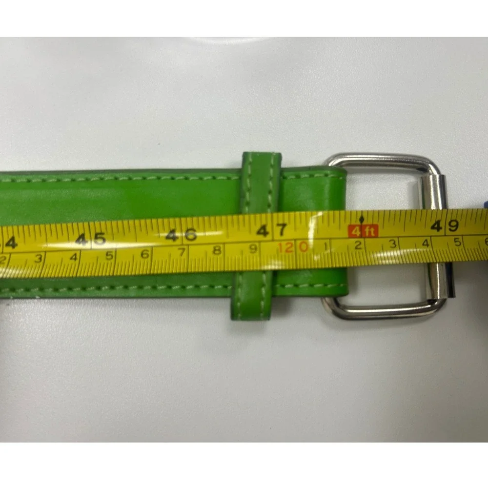 Y2K Kelly Green Wide Statement Belt XL 42-44 Silver Buckle Mod Neon Coastal Bold
